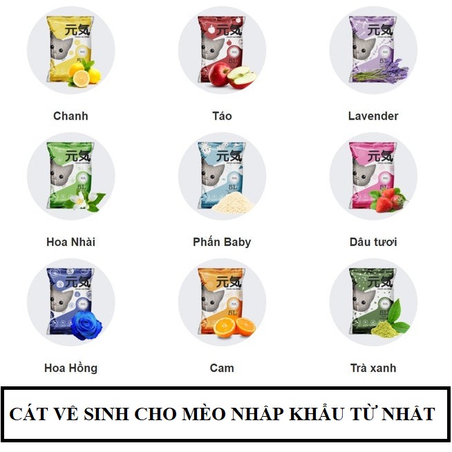 Cát GENKI Nhật Bản - 5L Cát Vệ Sinh Cho Mèo - 10 Hương Thơm Dễ Lựa Chọn Cho Bé