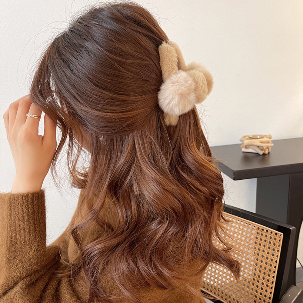Kẹp tóc HAIMEIKANG phối lông thiết kế đáng yêu cho nữ
