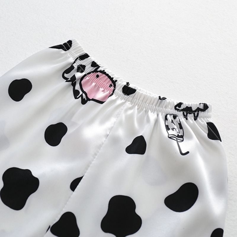 quần áo trẻ em Bộ quần áo ngắn tay họa tiết bò sữa cho bé trai và bé gái