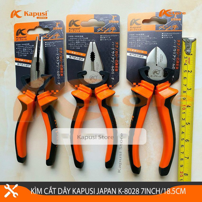 Kìm Cắt Đa Năng Kapusi Japan K-8028 7inch/185mm Thép Cao Cấp Siêu Bền, Kìm Cắt Dây Điện Kiểu Nhật