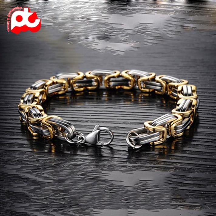 Lắc tay đẹp titan nam cao cấp sang trọng thép không gỉ kiểu ziczac vuông PT JEWELRY kích cỡ 5mm PTLTNA73
