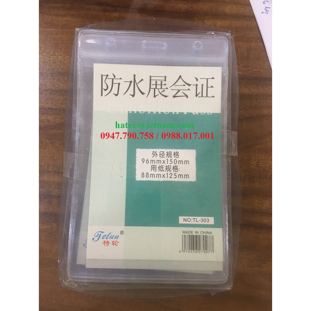 50 Bộ Thẻ đeo nhân viên gồm mặt thẻ 303 dọc và dây đeo móc nhựa KT 96x150mm - (bao đeo thẻ)