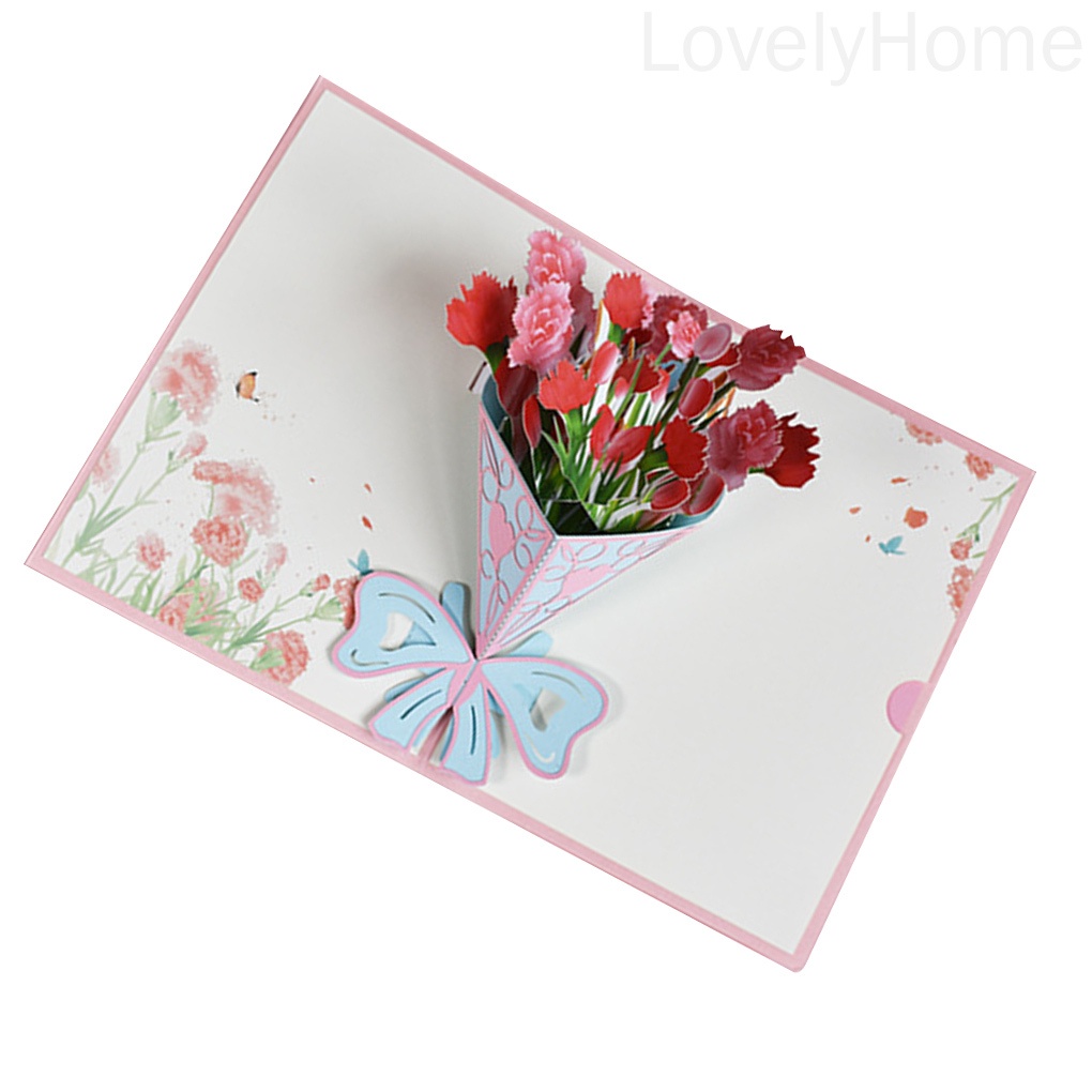 Bouquet Card 3D Mother's Day Flower Card Pop-Up Greeting Festival Birthday Decoration Gift LovelyHome