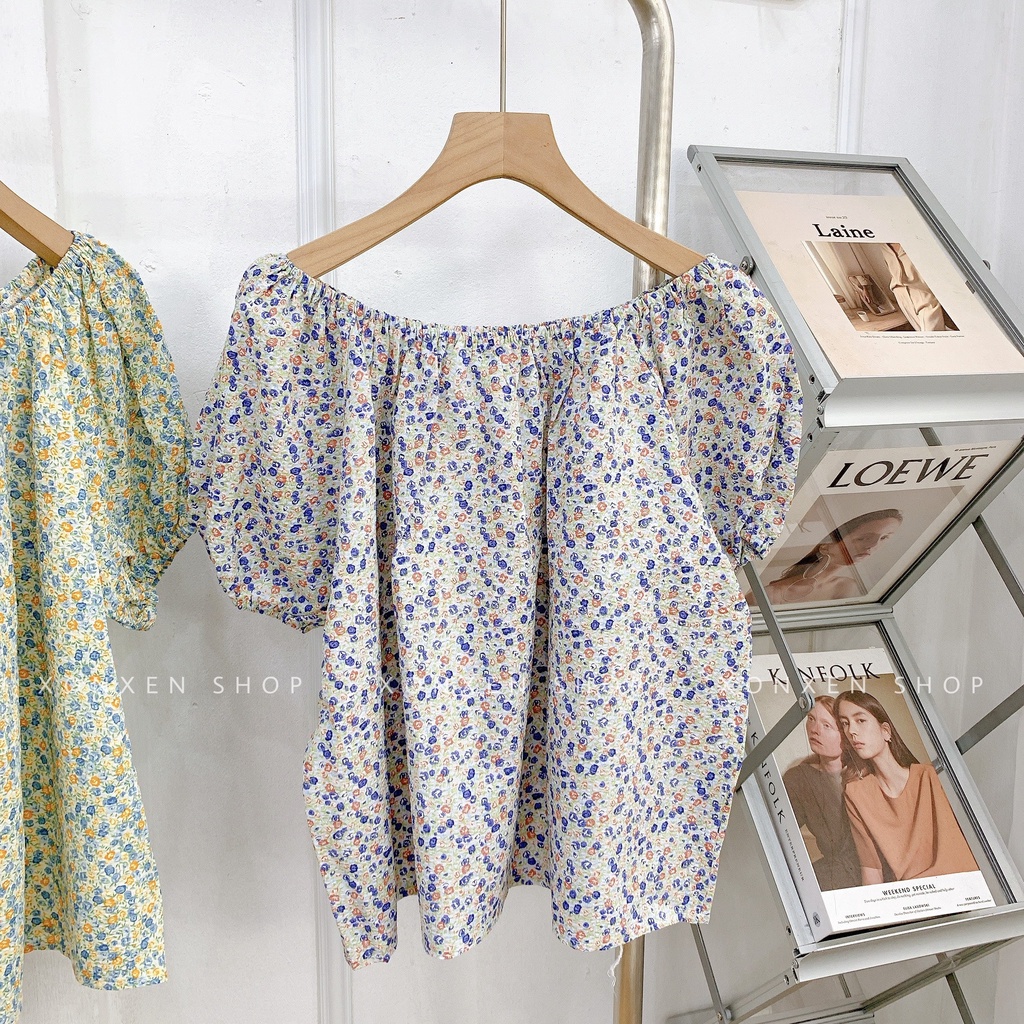 Áo bệt vai hoa nhí dễ thương XONXEN SHOP freesize mã 8828
