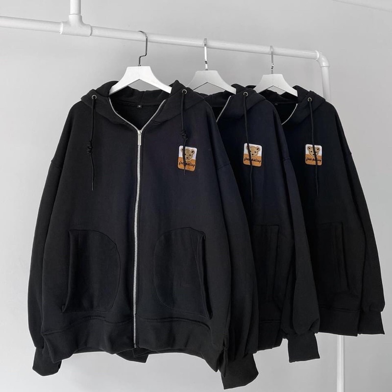 Áo khoác nỉ lót bông Gấu thêu unisex | BigBuy360 - bigbuy360.vn