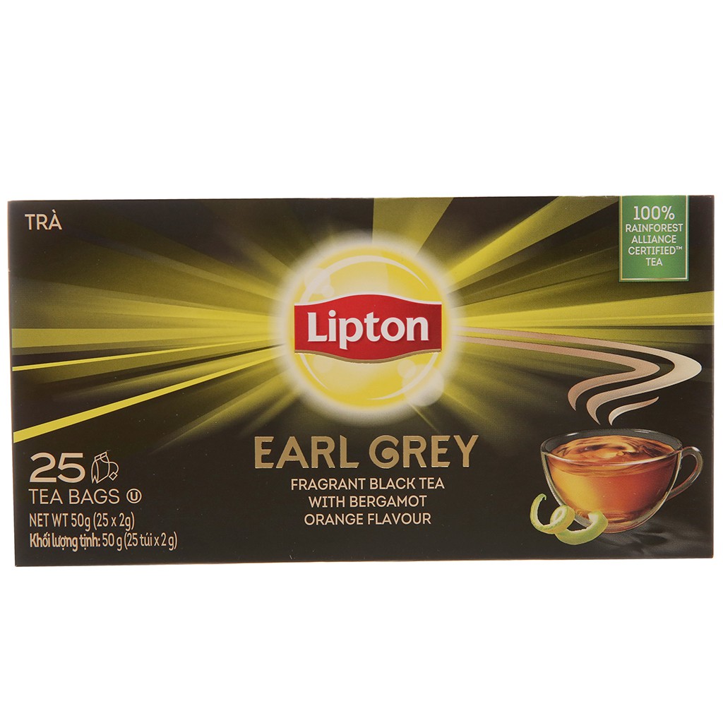 Trà đen Lipton Earl Grey hộp 50g (2g x 25 túi)