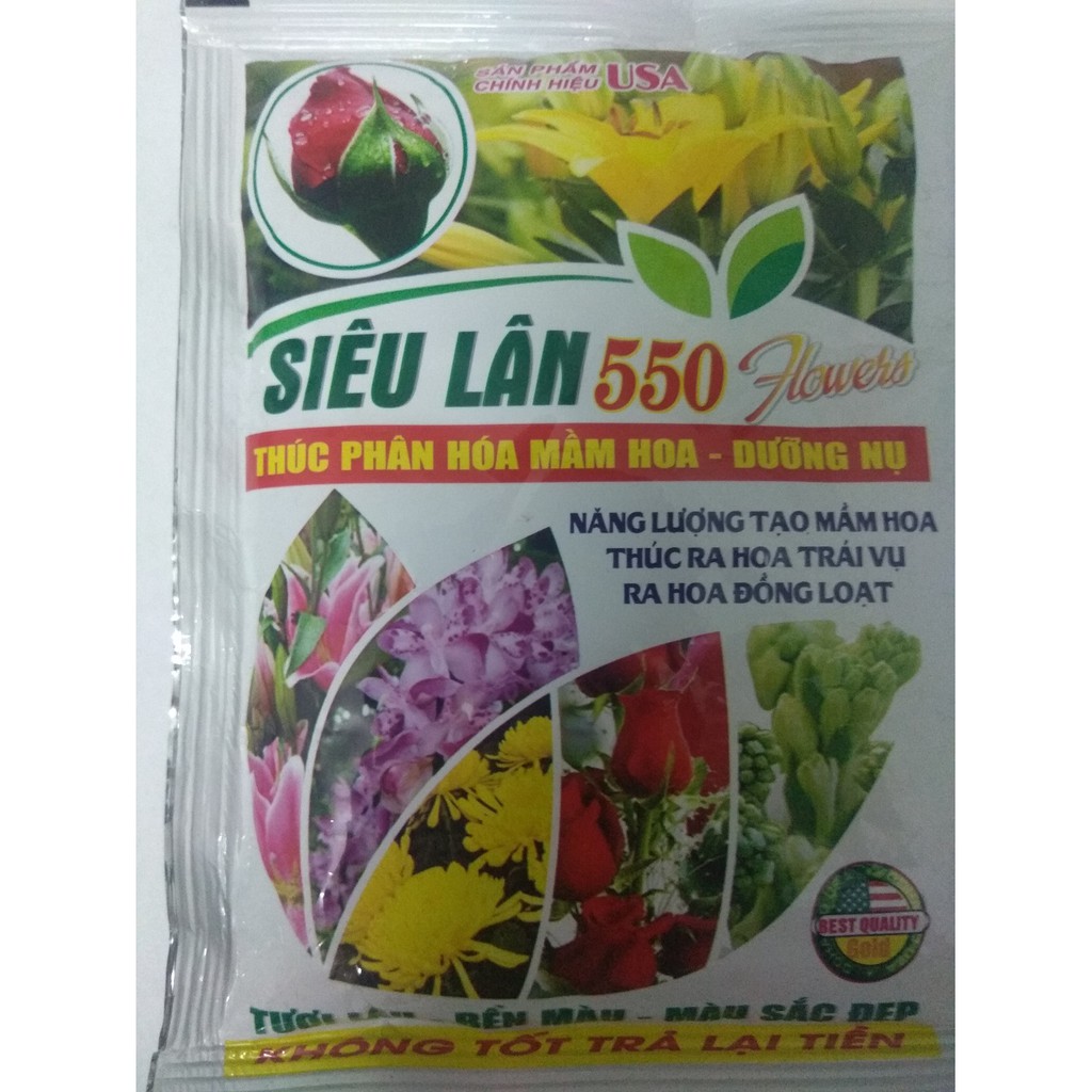 Siêu lân 550 NPK 10-55-10 - thúc phân hóa mầm hoa dưỡng nụ - gói 100 gram