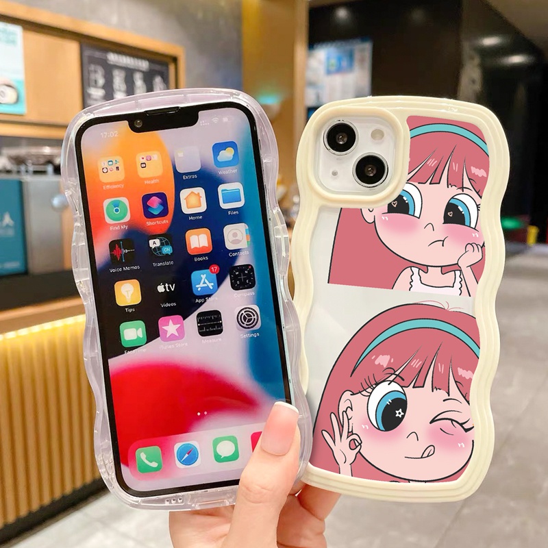 Suntaiho Ốp lưng Ốp Điện Thoại TPU Mềm Trong Suốt Viền Lượn Sóng In Hình Bé Gái Cho iPhone 11 11 Pro 13 12 Pro Max X XS Max XR 7 8 Plus