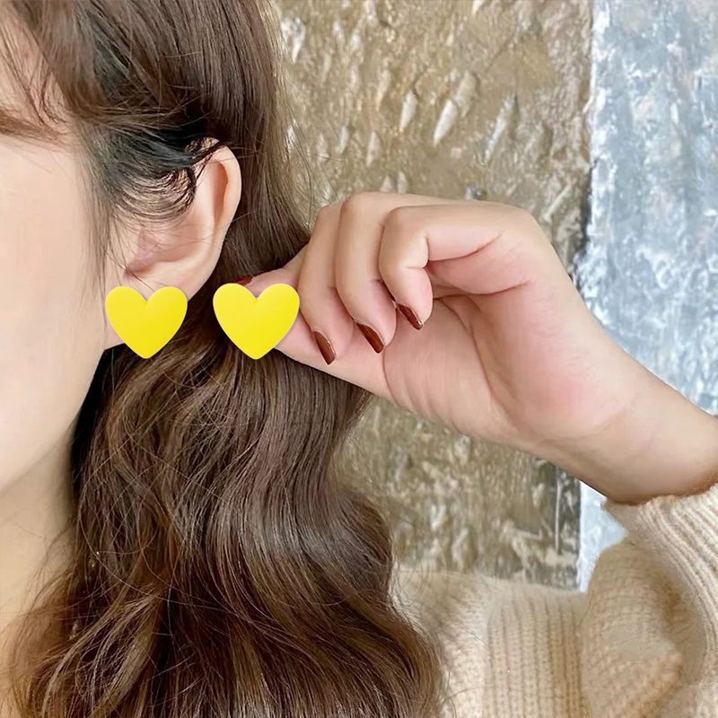 1 đôi bông tai hình trái tim bằng acrylic màu kẹo dễ thương thời trang cho nữ