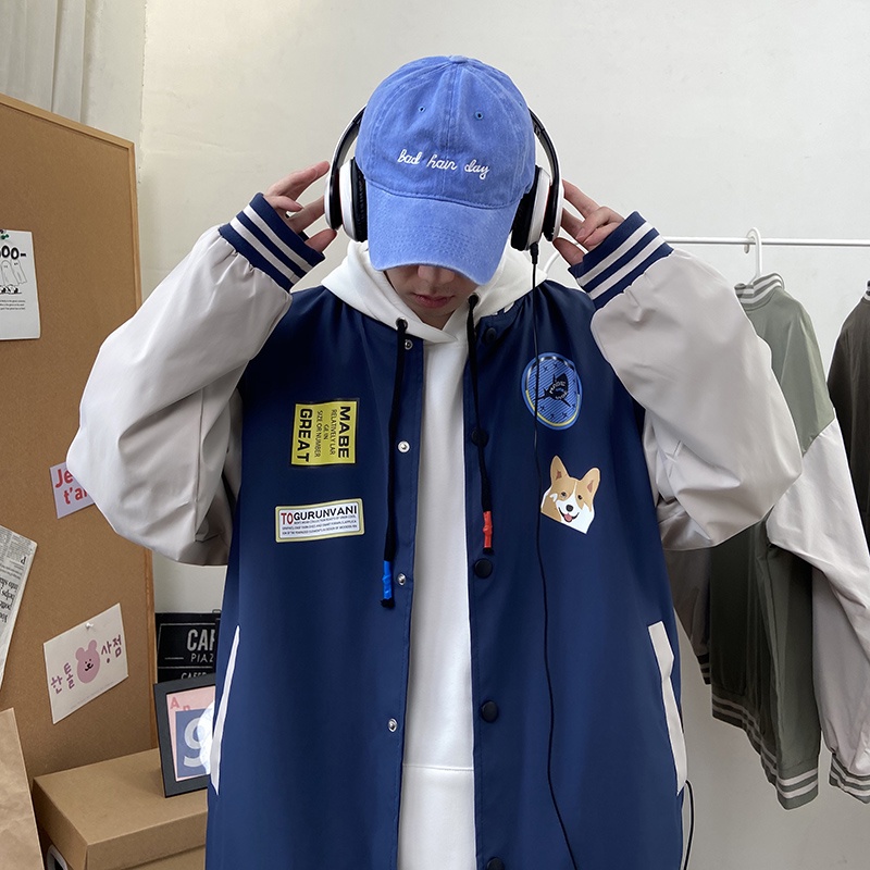 Áo Khoác Bóng Chày In Chữ Thời Trang Hàn Quốc Cho Nam