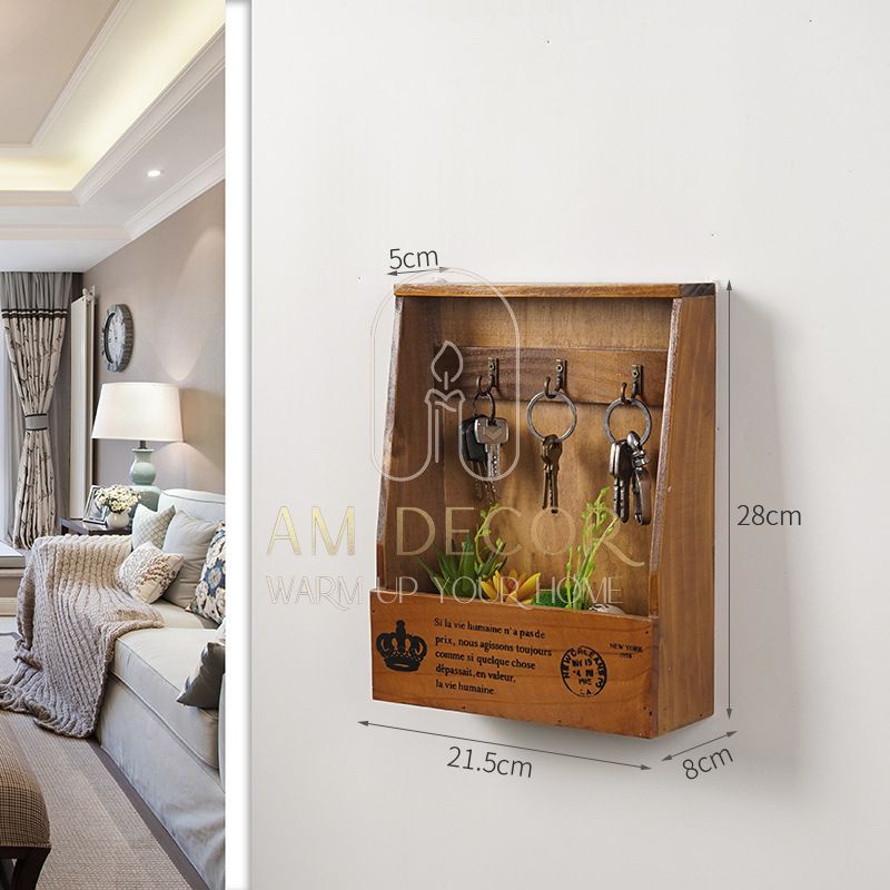 Tủ gỗ thông treo tường treo móc chìa khoá decor trang trí phòng khách sang trọng - AM Decor