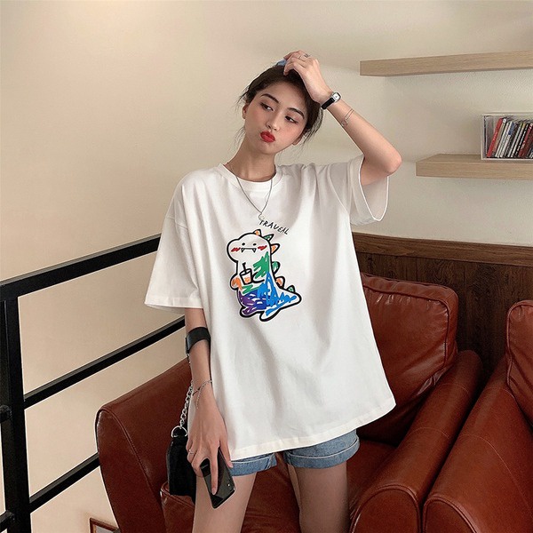 NRVP Áo Thun Mùa Hè Tay Cộc Oversize In Họa Tiết Phong Cách Hàn Quốc Cho Nam / Nữ