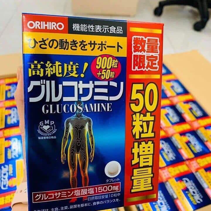 {Mẫu mới} Glucosamine Orihiro 1500mg 950 viên – Giúp Bổ xương khớp, tăng dịch nhờn khớp, giảm đau xương khớp