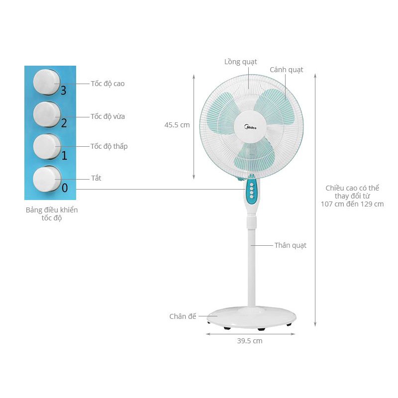 Quạt đứng cao cấp Midea FS40-11V