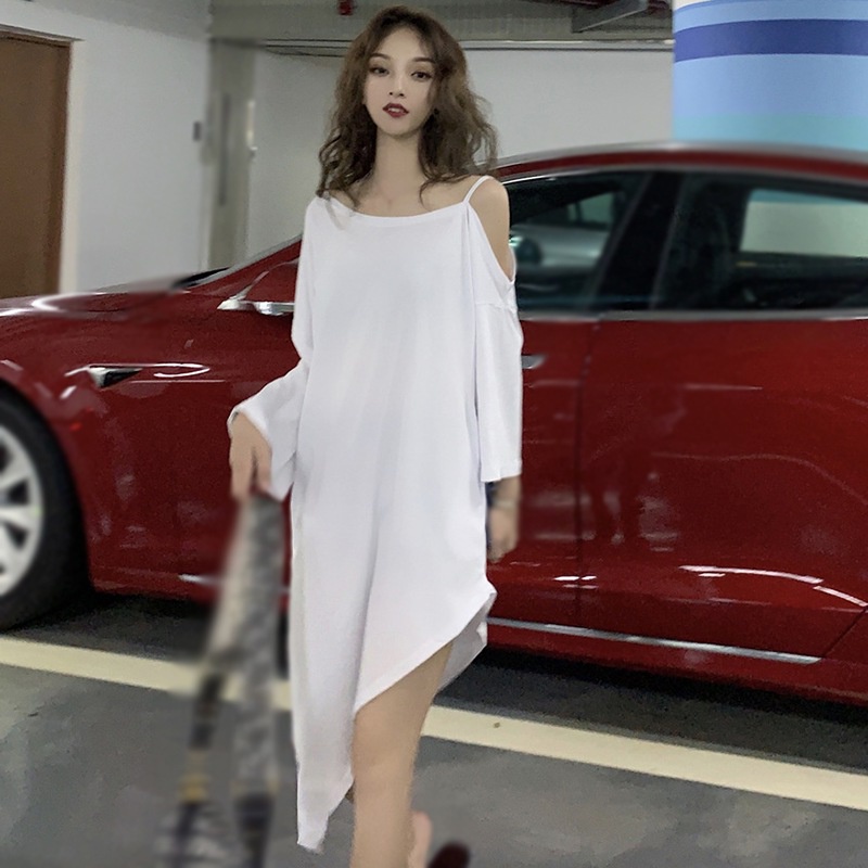 Đầm ba mảnh tay lỡ màu sắc trơn phong cách hàn quốc cho nữ