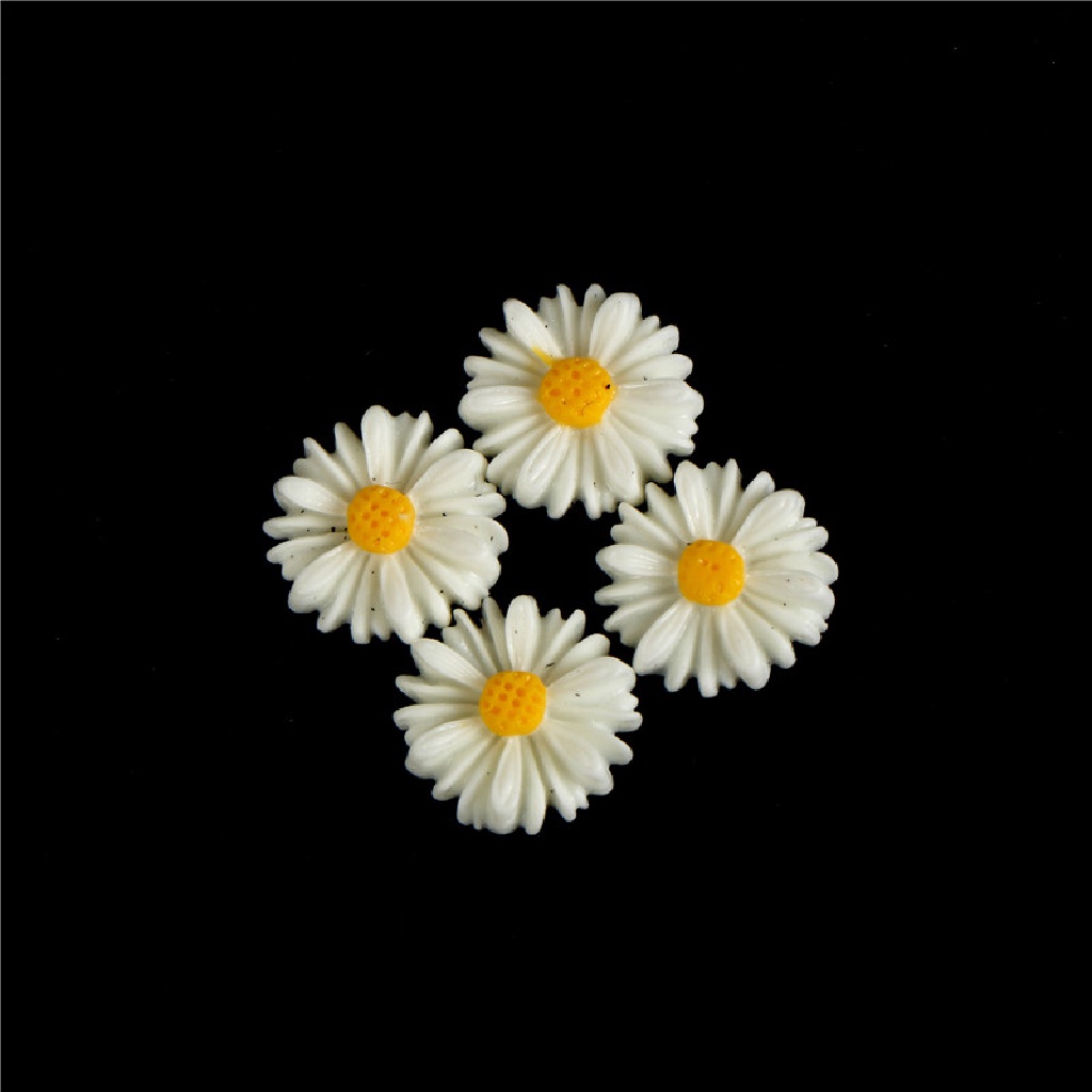 Bộ 2 50 hoa cúc trắng bằng nhựa resin dùng làm trang sức DIY
