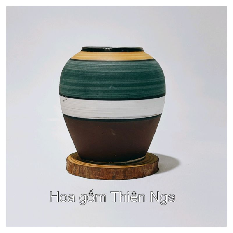 Lọ hoa gốm sứ men khô - Bát Tràng - cao 10cm