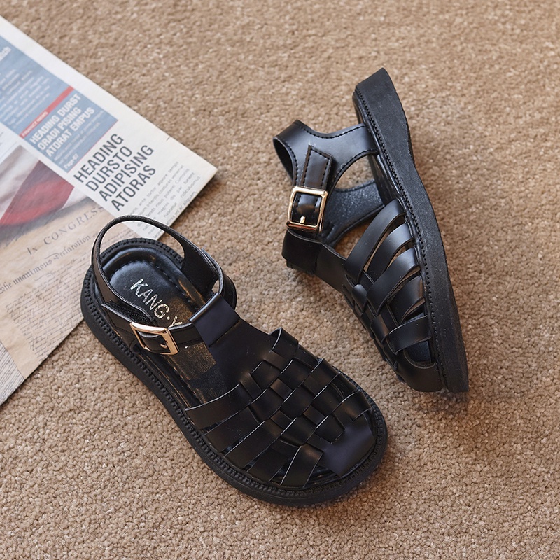 Giày Sandals Da Bện Chống Trượt Chân Thoải Mái Cho Bé Gái Từ 3-16 Tuổi