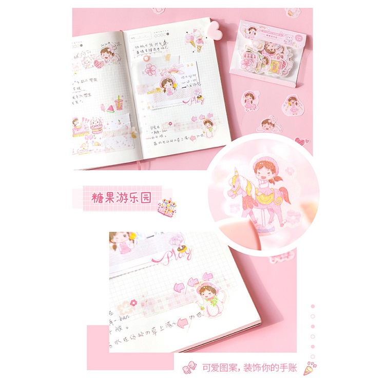 Gói 50 Nhãn dán sticker Công chúa nhỏ trang trí sổ tay bullet journal M552