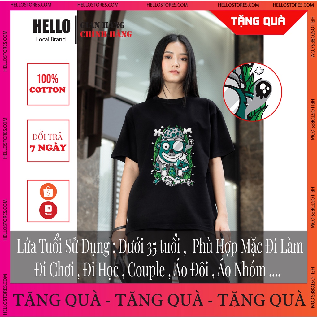 Áo thun from rộng tay lỡ Unisex Áo phông nam nữ tay lỡ form rộng Hello Chất Độc_Ap 45 | BigBuy360 - bigbuy360.vn