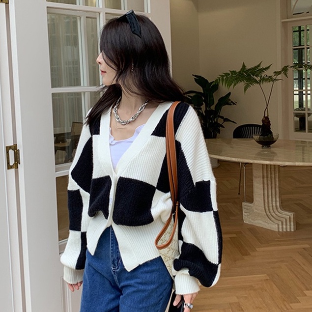 Xiaozhainv Áo khoác cardigan tay dài cổ chữ V dáng rộng phong cách Hàn Quốc xinh xắn cho nữ | BigBuy360 - bigbuy360.vn