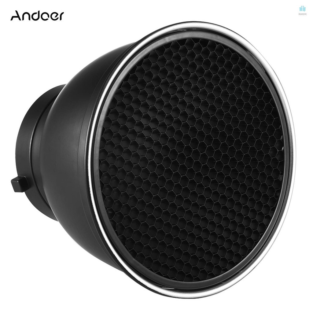 Andoer Đèn Phản Quang Tiêu Chuẩn 7 Inch Kèm 60 Đầu Gắn° Lưới Tổ Ong Gắn Đèn Flash Hỗ Trợ Chụp Ảnh Studio Mới-K