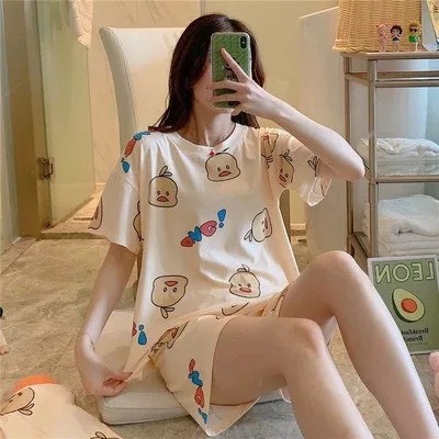 Đồ Bộ Nữ ❤️FREESHIP❤️ Đồ Ngủ Nữ pyjama cộc tay phối hình họa tiết - Quần Áo Ngủ trẻ trung đáng yêu mã QA02