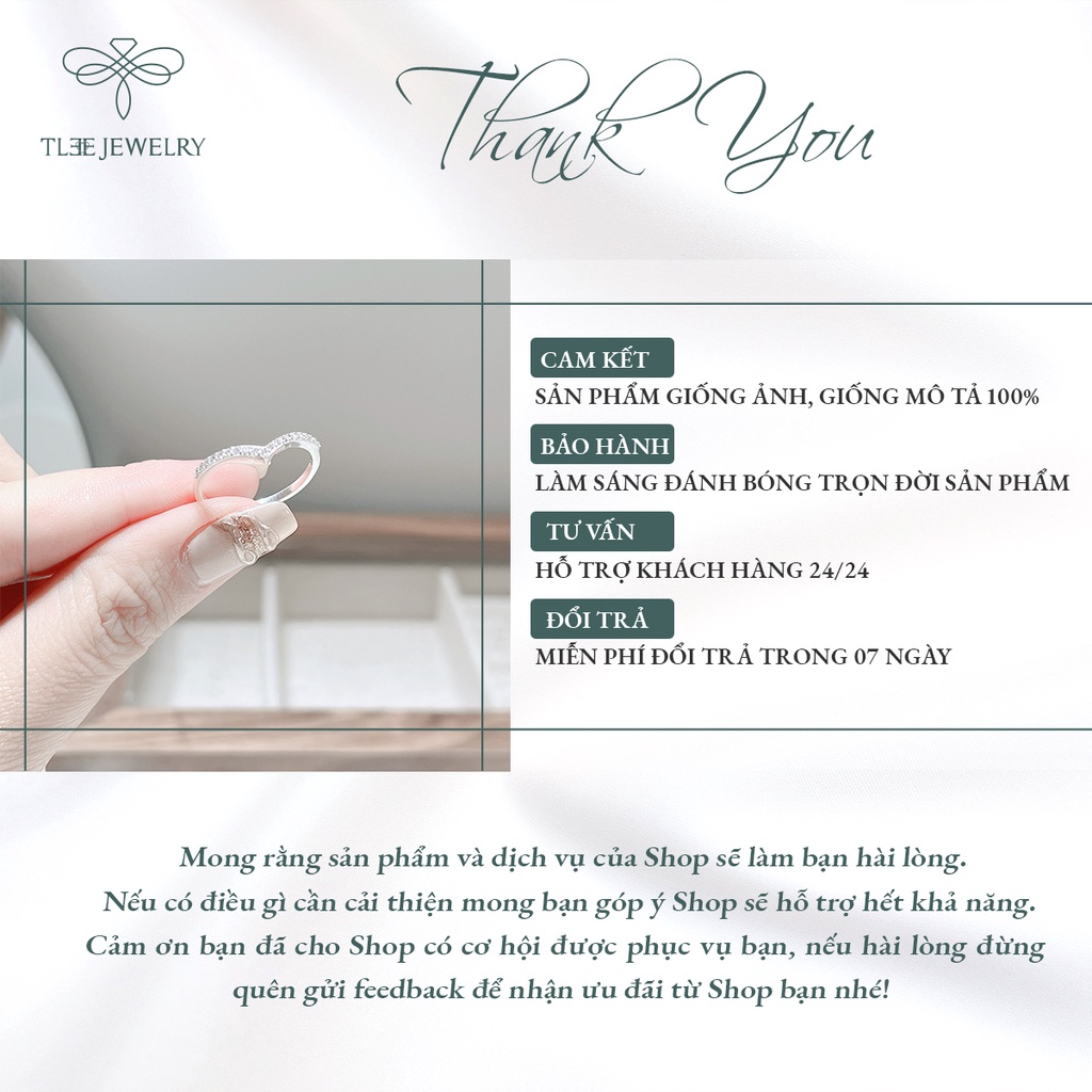 Nhẫn bạc nữ TLEE cung nạm đá một hàng sang trọng NCJ A0165