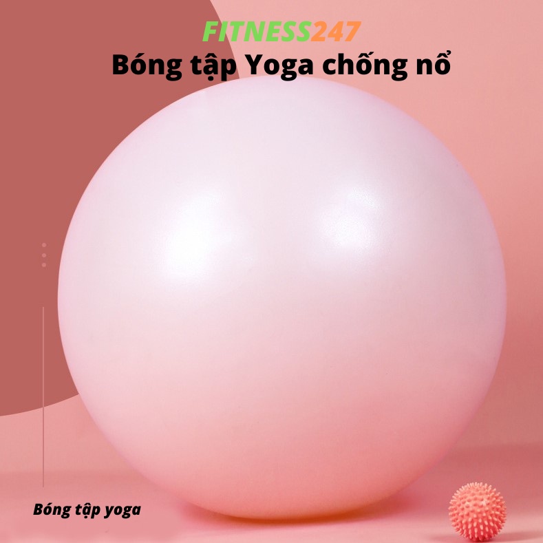 Bóng Tập Yoga Gym 65cm, Bóng Trơn Tập Pilates Cao Cấp Dày 2mm Chống Nổ Tập Thể Dục Tại Nhà( Tặng Bơm Bóng, Kim Bơm)