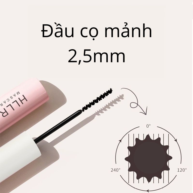 Mascara đầu mảnh HLLR2.5mm không lem, giúp làm dài, dày, tạo kiểu, làm cong mi - Baihee