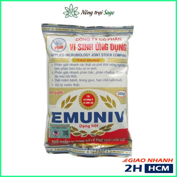 Chế Phẩm Vi Sinh Xử Lý Rác Thải Hữu Cơ, Rác Nhà Bếp EMUNIV Dạng Bột (gói 200gram) - Nông Trại Sago