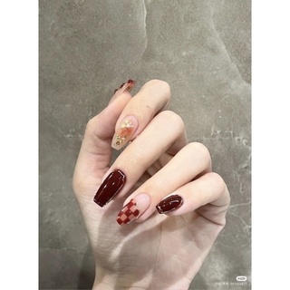 Nailbox dát vàng đỏ caro