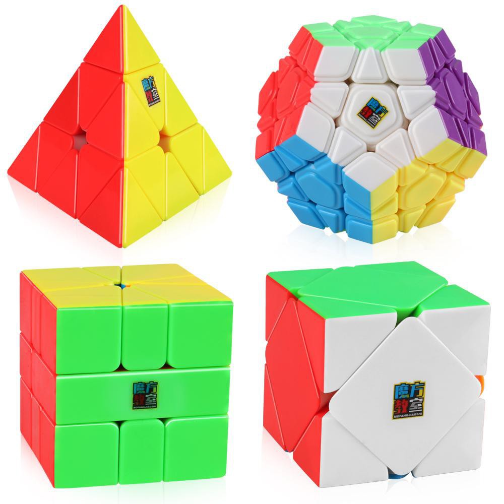 Đồ chơi Combo 4 rubik MoFangJiaoShi Gift Packing with 4 cubes Black - Combo rubik biến thể