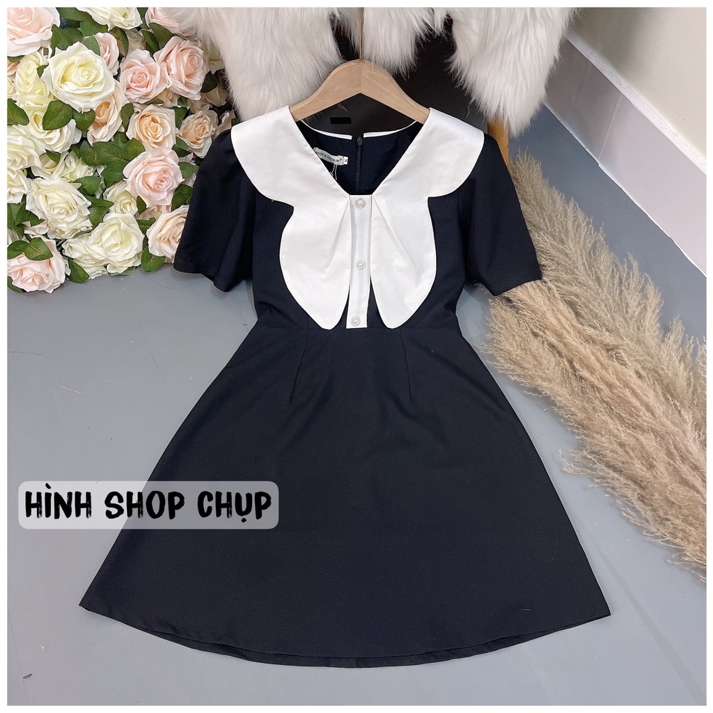 Đầm váy dáng xòe Tiểu Thư cổ Cắt hình nơ size S M L