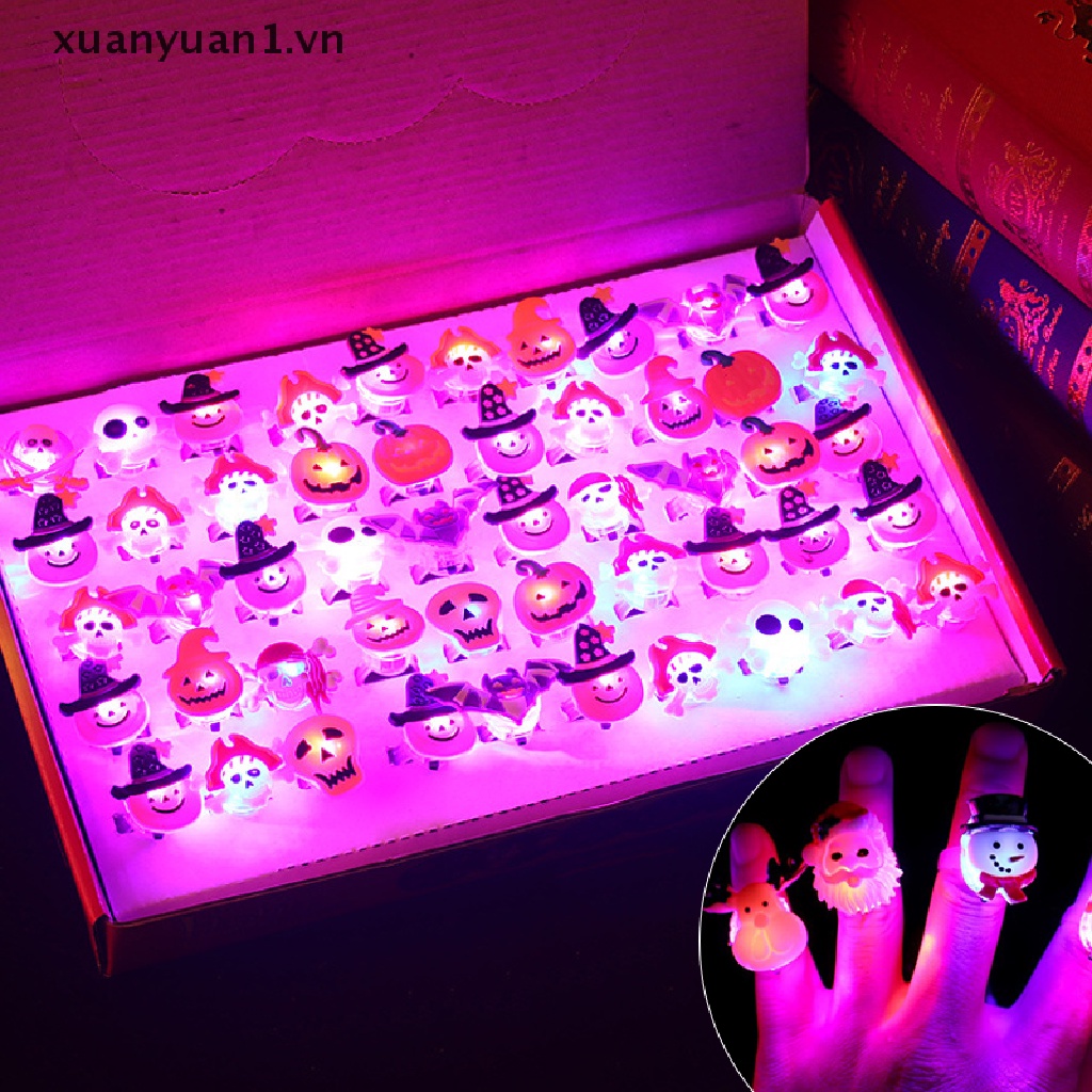 Set 10 Nhẫn Đeo Tay Phát Sáng Trong Đêm Halloween Độc Đáo