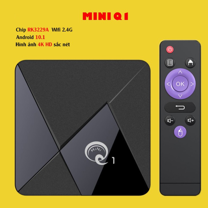 [Hàng Tốt Giá Sỉ] Adroid TiVi Box Mini Q1 - Android 10.1- Ram 2G Rom 16G Tivi Box Độ Phân Giải HD 4K