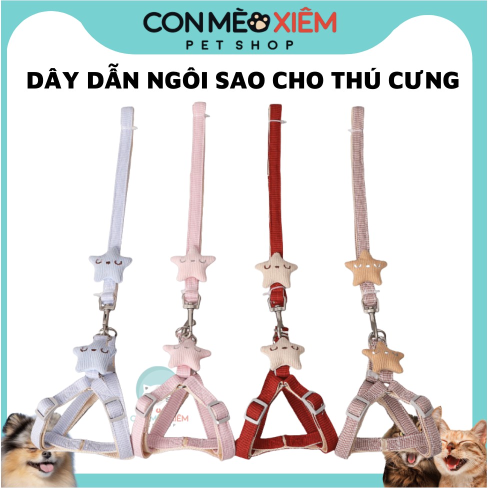 Dây dắt chó mèo lớn hình ngôi sao 1,5cm 15kg phụ kiện cho thú cưng dẫn đi Con Mèo Xiêm