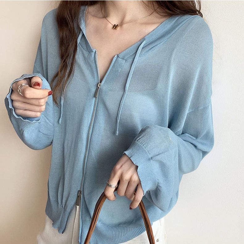 [LININ] Áo Khoác Cardigan Dáng Rộng Mỏng Chống Nắng Chống Tia Cực Tím Có Dây Kéo Đôi Kích Thước Lớn Phong Cách Mới Mùa Hè Cho Nữ