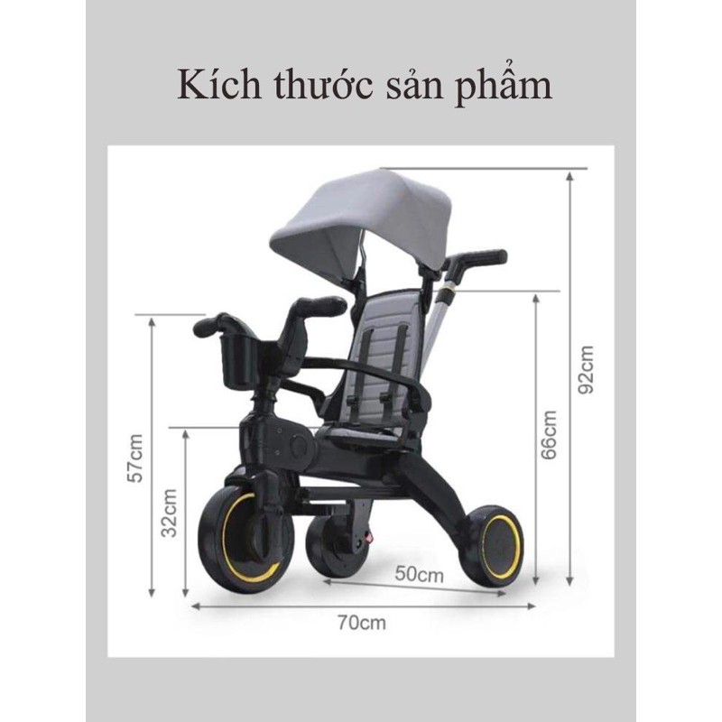 [PHIỂN BẢN TẶNG TÚI GIỒI HẠN] Xe chòi chân 3 bánh kiêm xe đẩy em bé 3in1 gấp gọn, dành cho bé từ 1 - 5 tuổi