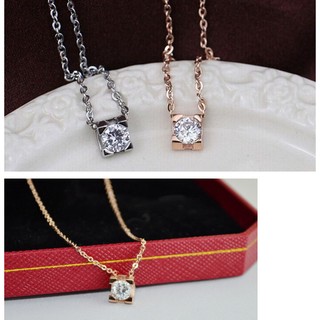 Dây Chuyền Nữ Mặt Đá Vuông Nhỏ Xinh Bilyshop Titan Ko Đen TT 0206 An Toàn Cho Sức Khỏe
