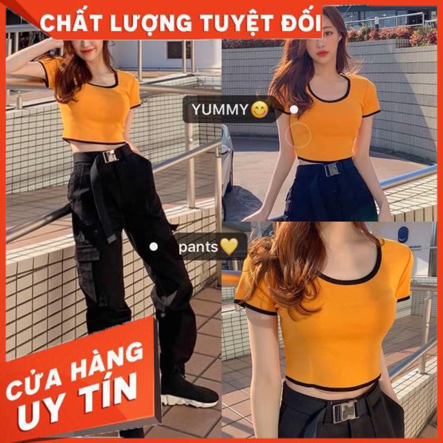 Áo croptop viền vải đẹp xuất sắc- hình thật chính chủ