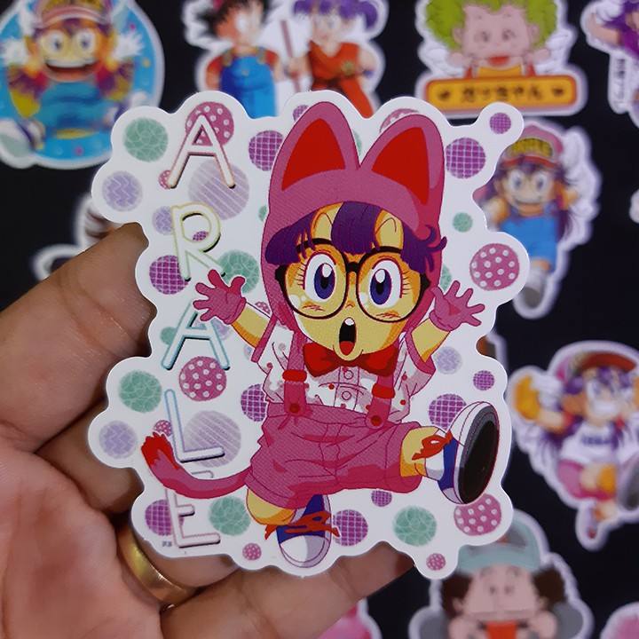 Bộ Sticker dán cao cấp chủ đề ARALE - CÔ BÉ ROBOT - Dùng dán Xe, dán mũ bảo hiểm, dán Laptop...