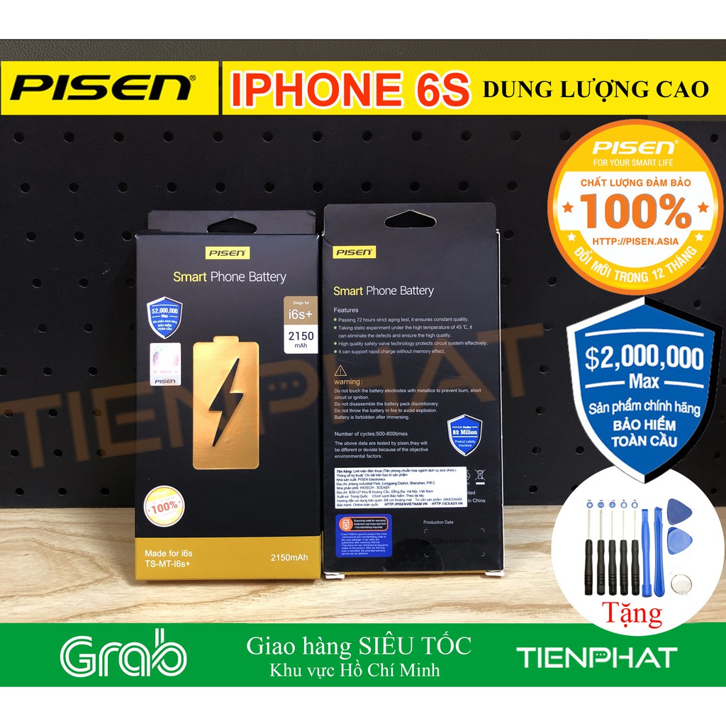 Pin iPhone 6s - Dung Lượng Cao 2150 mAh - Chính hãng Pisen