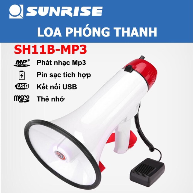 Loa Phóng Thanh SUNRISE SH11B - MP3 Sạc