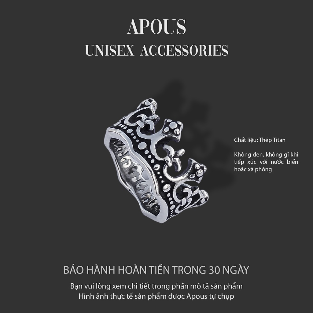Nhẫn nam nữ Chrome Heart Style N003 - Thép Titan - Phụ kiện trang sức Unisex Apous