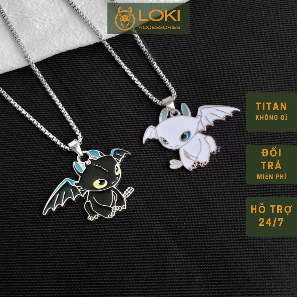 Vòng cổ nam dây chuyền nam nữ màu bạc unisex Loki Accessories Phụ kiện Titan không gỉ - Vòng cổ Night Fury