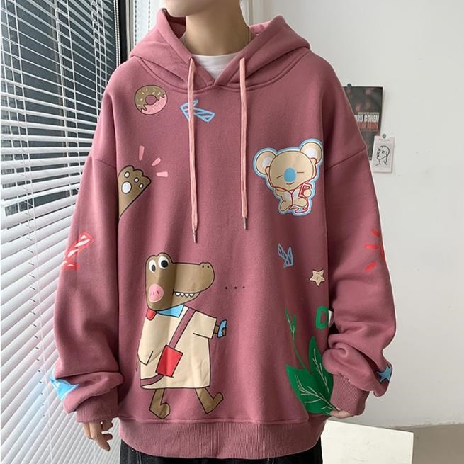 Áo Hoodie Dáng Rộng Họa Tiết Hoạt Hình Phong Cách Hàn Quốc Thời Trang Cho Nam / Nữ | BigBuy360 - bigbuy360.vn