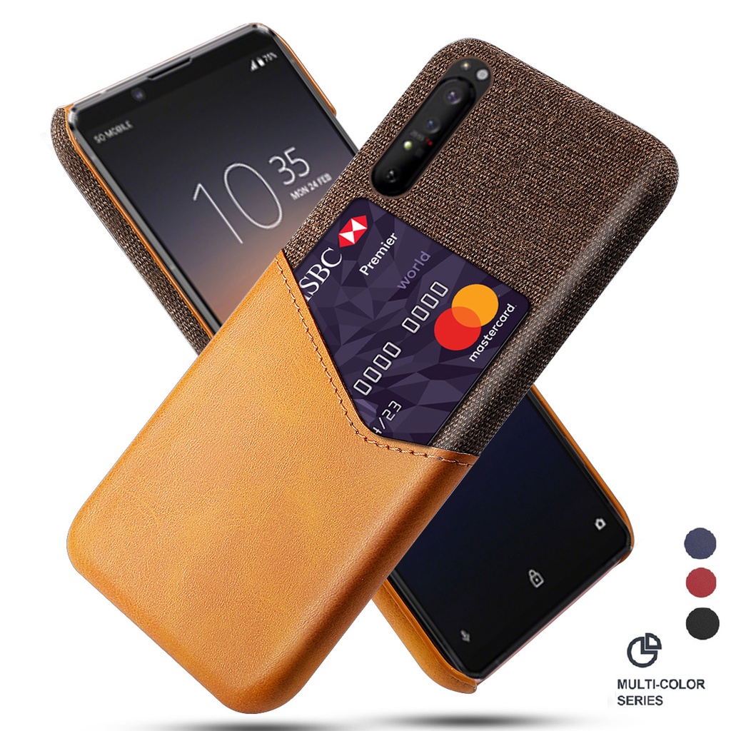Ốp Điện Thoại Vải Mỏng Phong Cách Doanh Nhân Chống Sốc + Ngăn Đựng Thẻ Bằng Da Cho Sony Xperia 1 Th Xperia ACE 2 3 Xperia Pro I 10 Th 5III