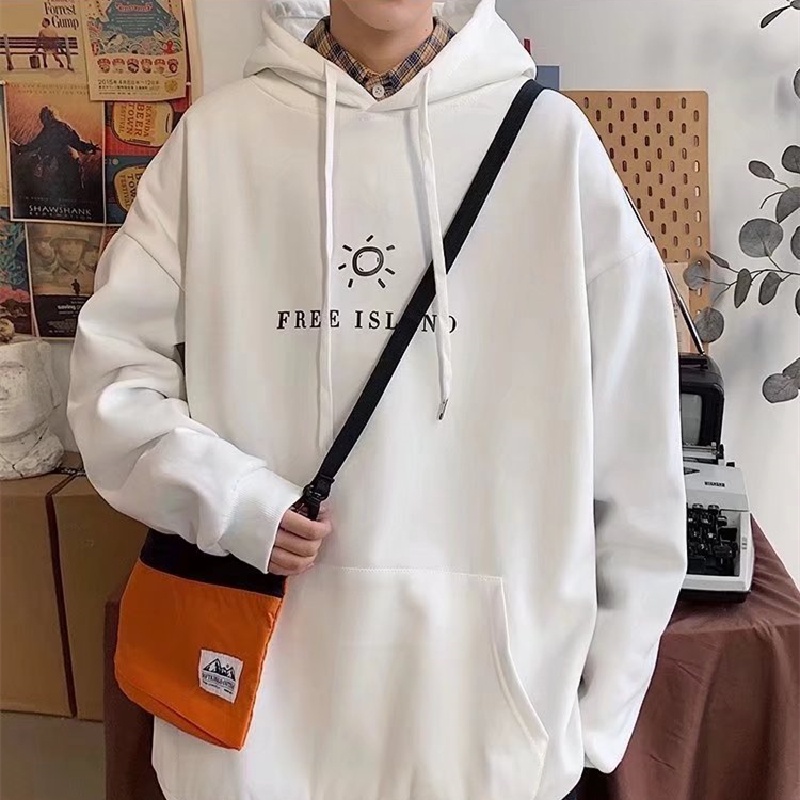 Áo hoodie tay dài dáng rộng in chữ phong cách Nhật Bản thời trang mùa đông cho nam có size lớn M-5XL