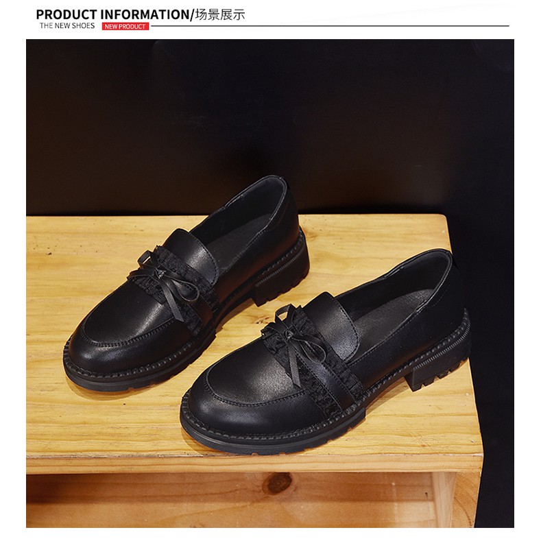 Giày Da Nữ Giày LOLITA Đính Nơ	Ren Hoa Bánh Mì 4 Phân Phong Cách Nhật Bản